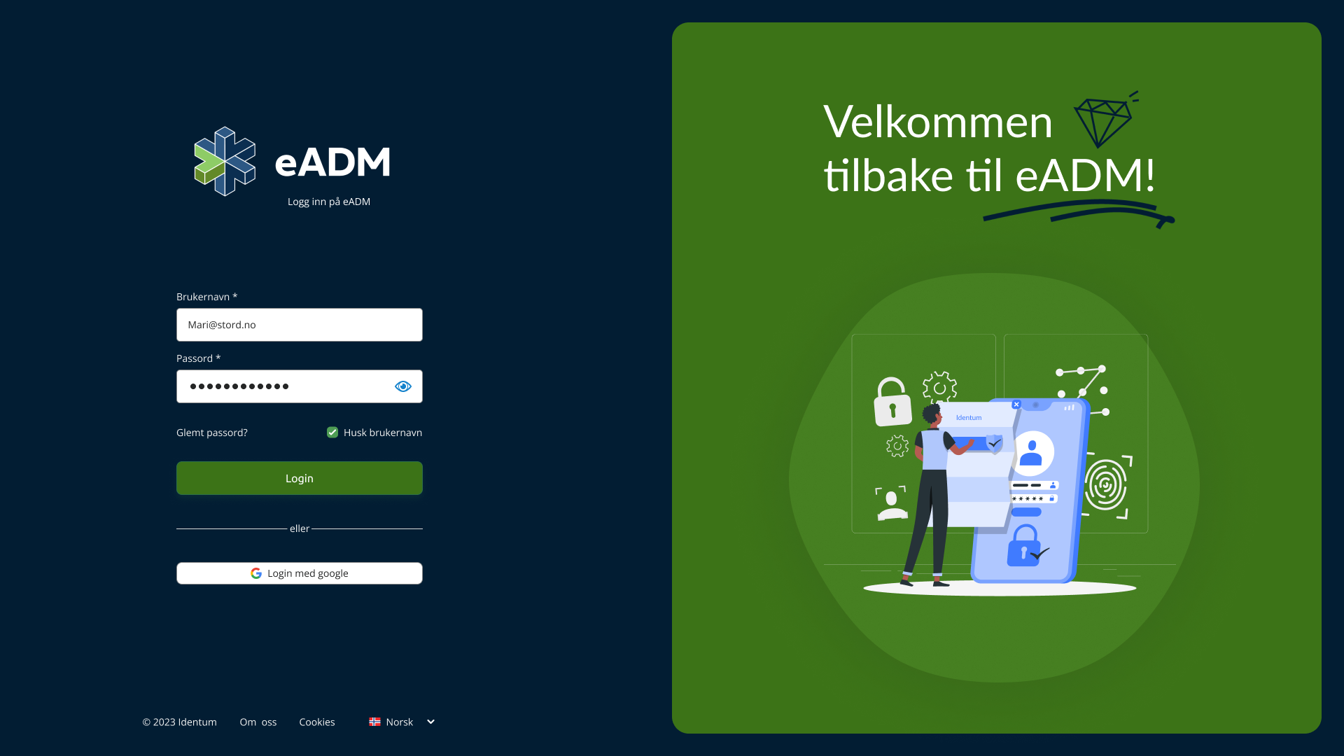 eADM aanmeldpagina - Identum